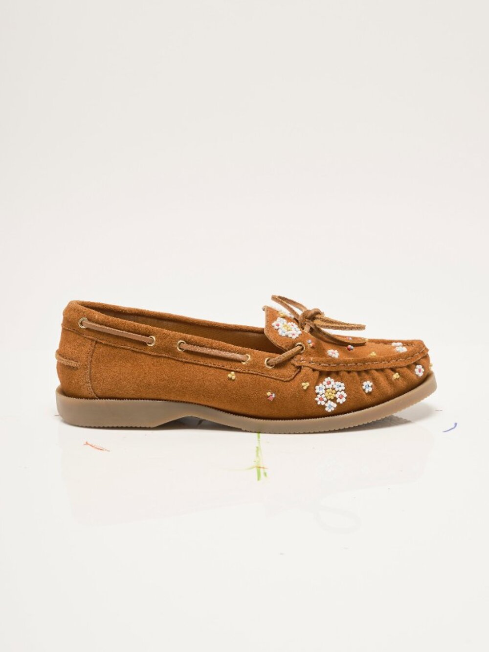 FREE PEOPLE Sandy Seed Bead Boat Shoes / Vachette Voyage Suede - Picture 8 of 12